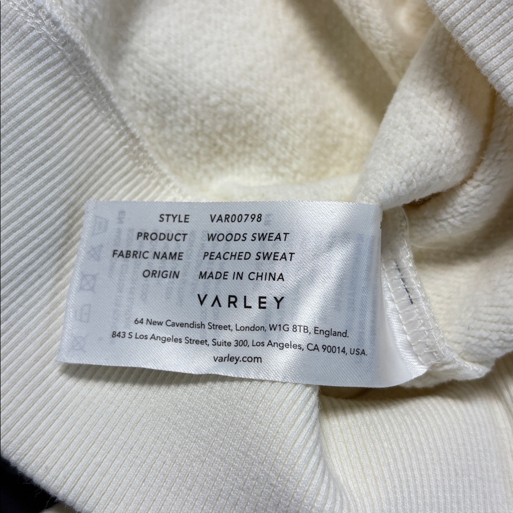 Varley Wood Sweat cream  Ribbed long sleeve cotton blend high neck cinch shirt - Picture 9 of 12